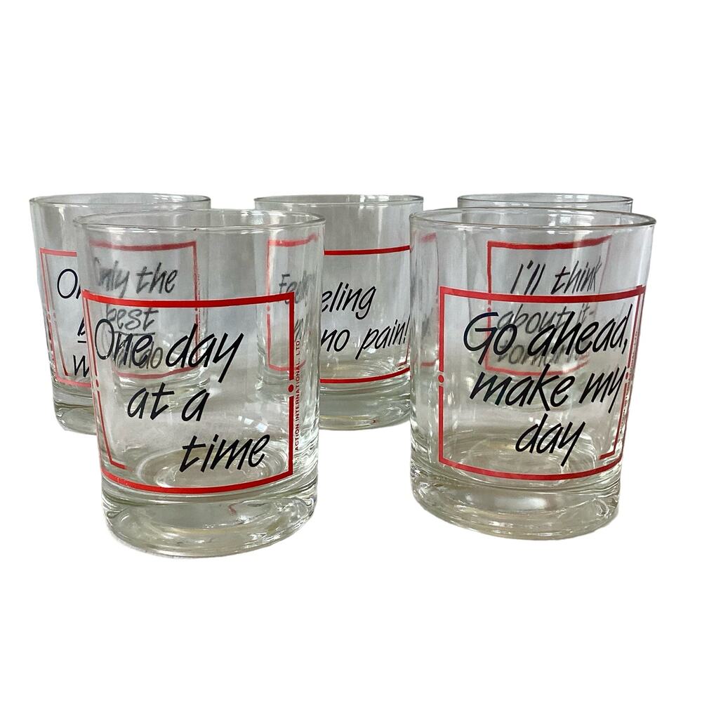 Heavy Base Bar Glasses - Red & Black - Movie Quotes